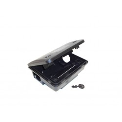 Poste d'appâtage rats compact en plastique rigide noir BETA 2 vue ouverte